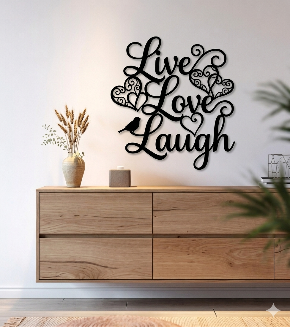 “Family” Script Metal Wall Art – Modern Geometric Framed Home Décor