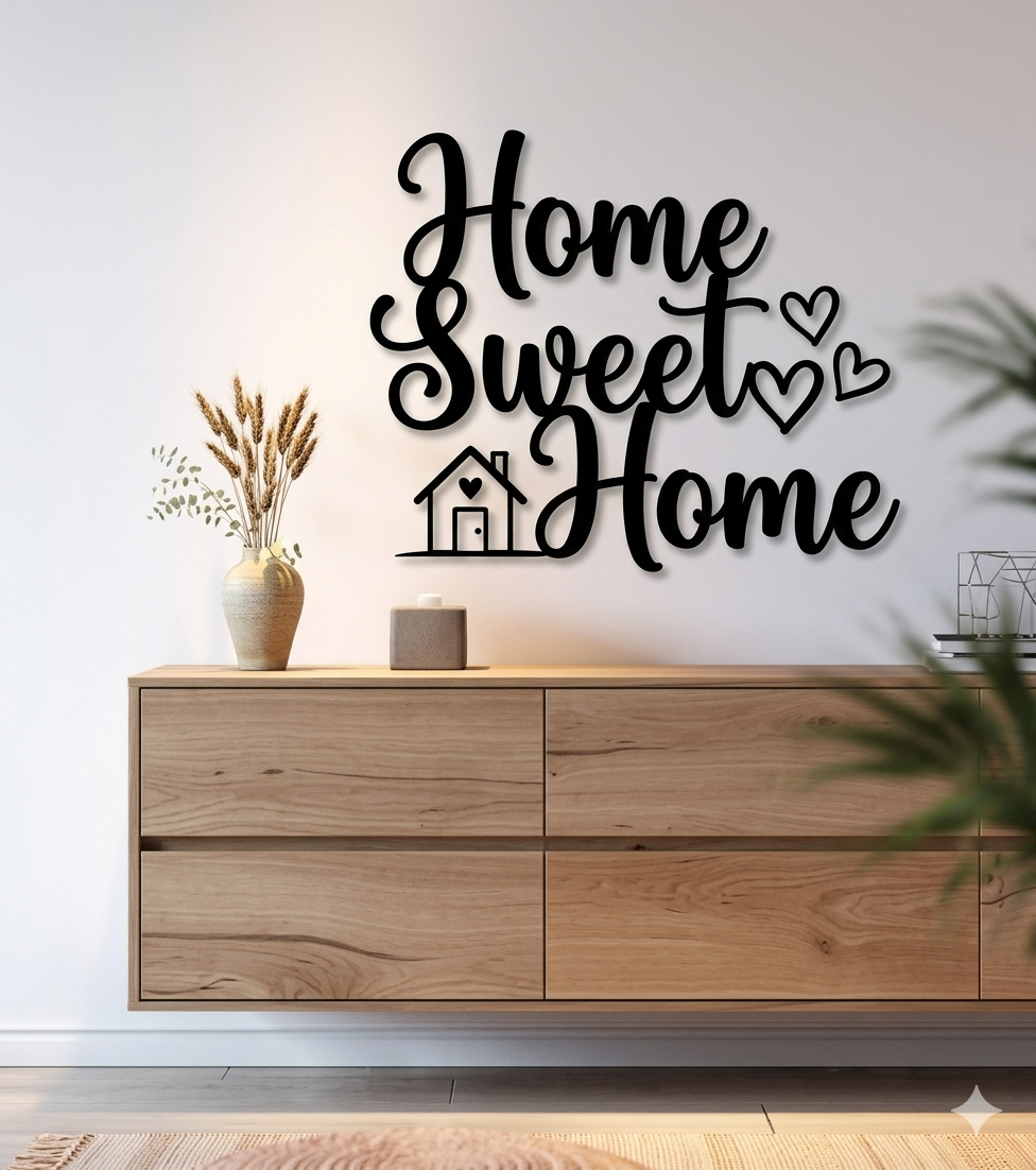 “Family” Script Metal Wall Art – Modern Geometric Framed Home Décor